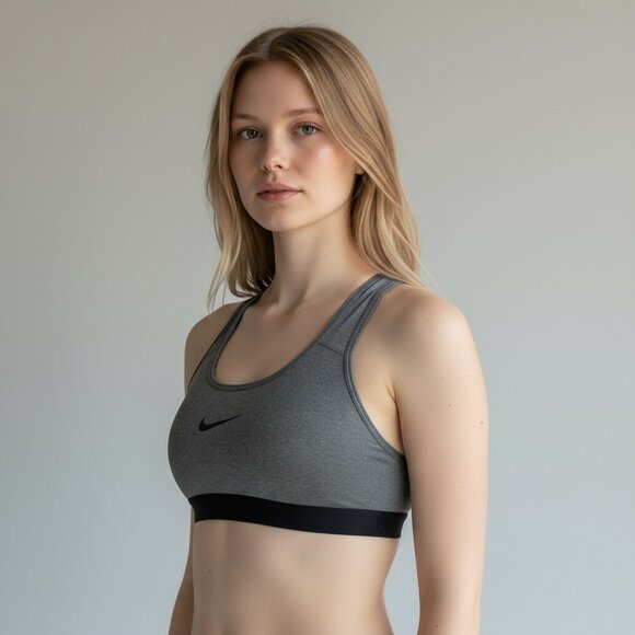 Nike Gray Dri-FIT Swoosh Medium-Support Sports Bra Size S - Picture 3 of 5